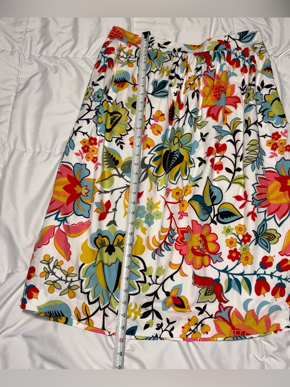 Ann Taylor floral skirt 12 cotton modal blend red green blues white - Picture 3 of 8